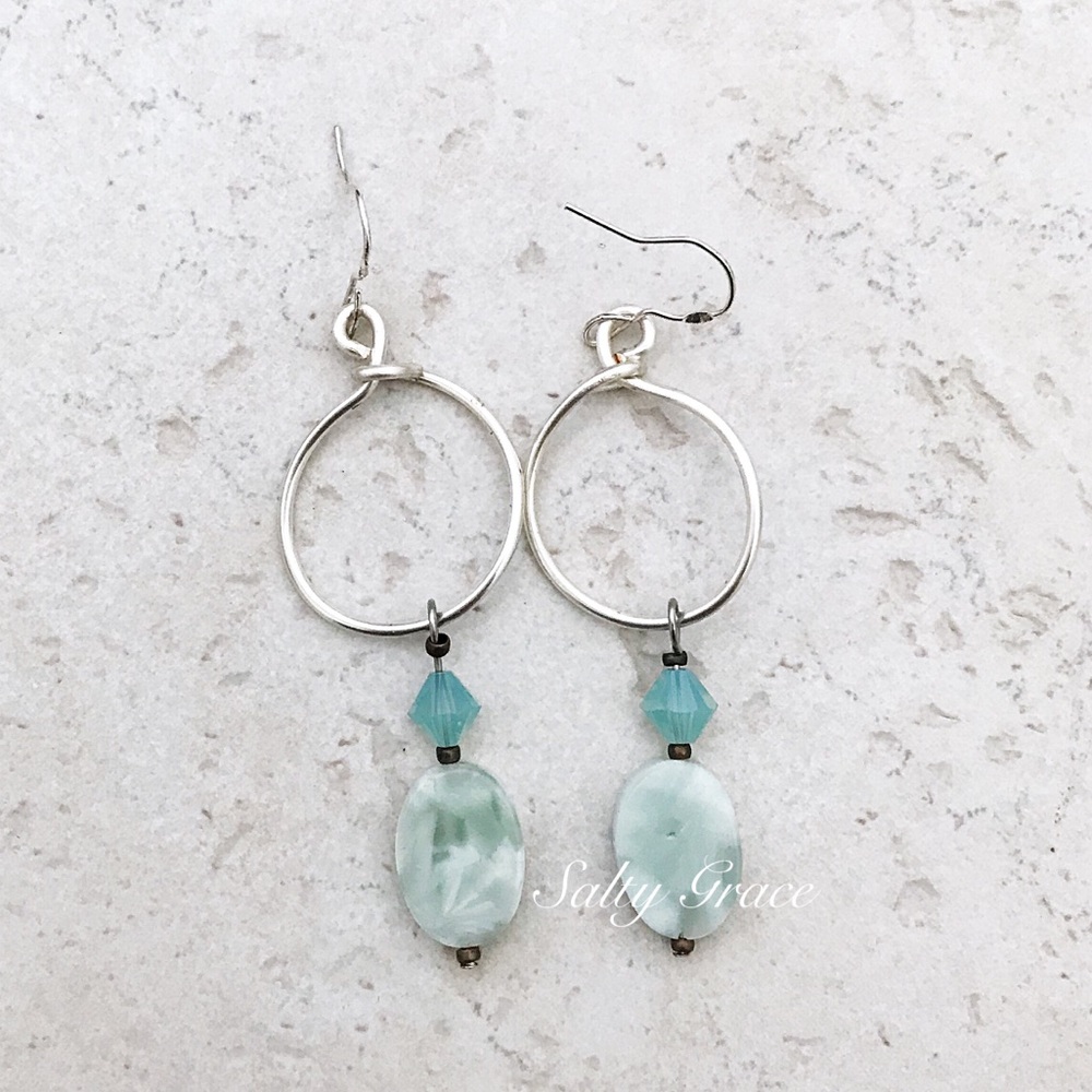 Amazonite Swarovski sterling silver